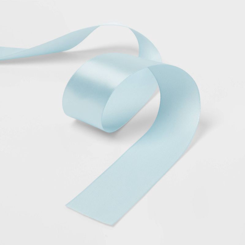slide 3 of 3, 1.5"x9' Satin Gift Wrap Ribbon Light Blue - Spritz™, 1 ct