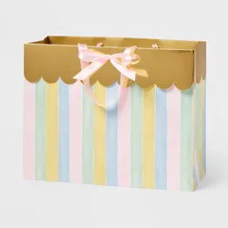 Medium Scallop Striped Baby Shower Gift Bag with Bow Colorful – Spritz™