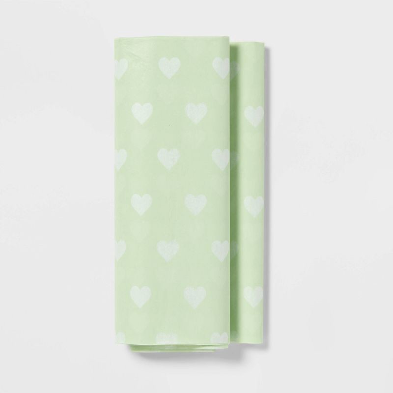 slide 1 of 3, 8ct Heart Tissue Paper Green/White - Spritz™, 8 ct