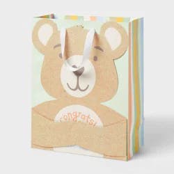 Large 'Congrats We Can Bearly Wait' Bear Hug Baby Shower Gift Bag Colorful - Spritz™