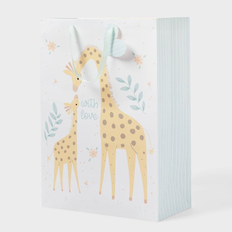slide 1 of 3, XXLarge Giraffe Baby Shower Gift Bag with Tag White - Spritz™, 1 ct