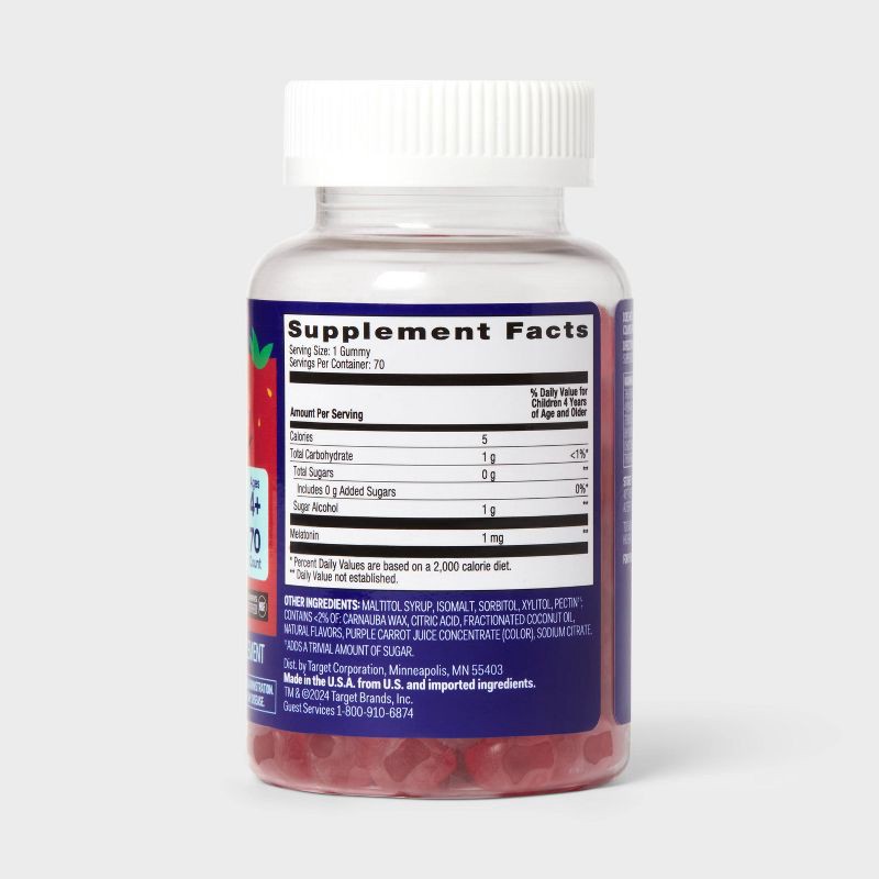 slide 3 of 4, Kids' Melatonin 1mg Gummies - Sugar Free - 70ct - up&up™, 1mg, 70 ct