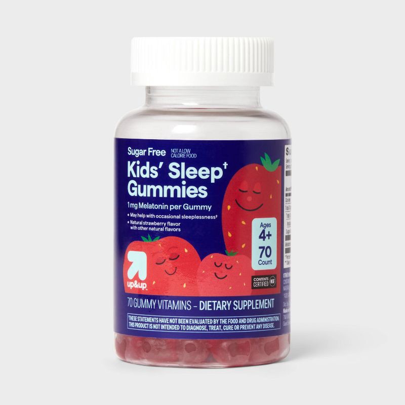 slide 1 of 4, Kids' Melatonin 1mg Gummies - Sugar Free - 70ct - up&up™, 1mg, 70 ct