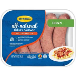 Butterball All Natural Hot Italian Style Lean Turkey Sausage - 16oz