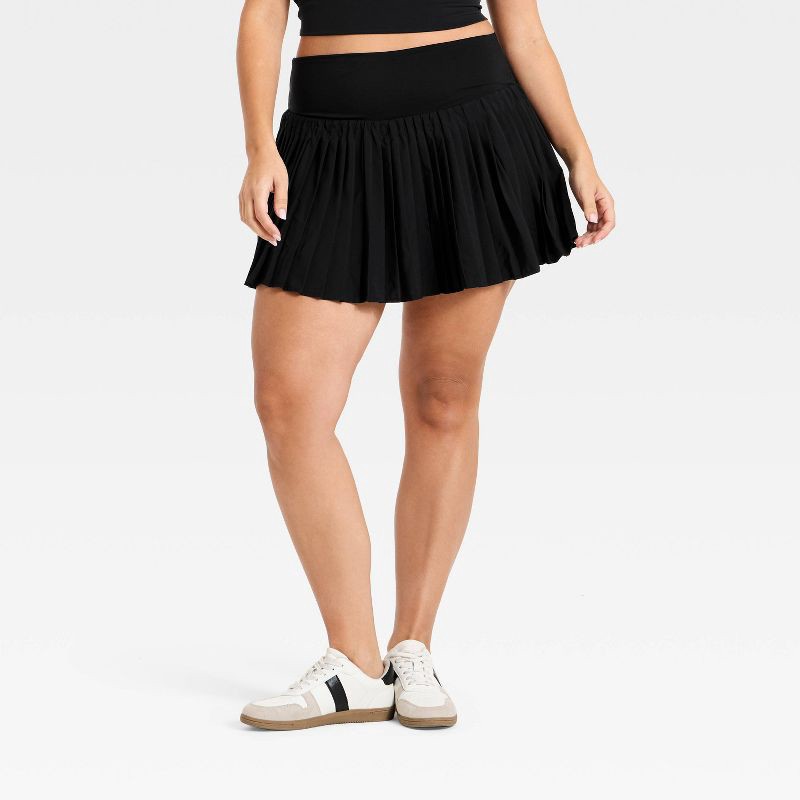 slide 7 of 8, Women's High-Rise Woven Pleated Skort 15.75" - All In Motion™ Black XS: Moisture Wicking, Quick Dry, UPF 50+, 1 ct