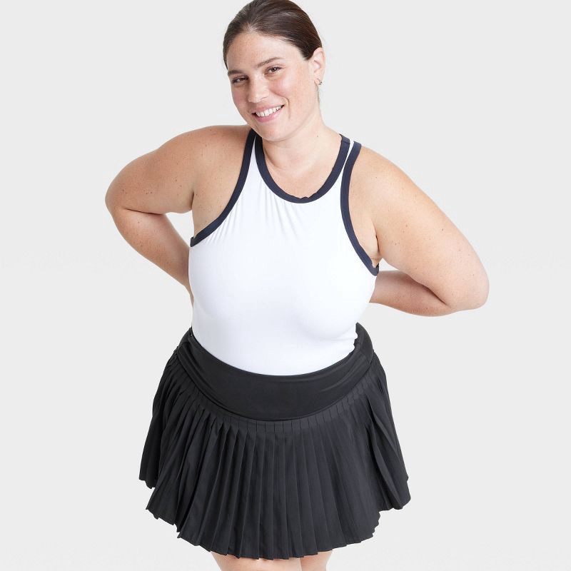 slide 4 of 5, Women's High-Rise Woven Pleated Skort 15.75" - All In Motion™ Black XXL: Moisture Wicking, Quick Dry, UPF 50+, 1 ct