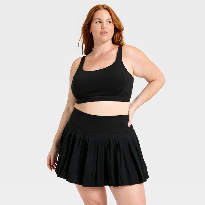 slide 3 of 5, Women's High-Rise Woven Pleated Skort 15.75" - All In Motion™ Black XXL: Moisture Wicking, Quick Dry, UPF 50+, 1 ct