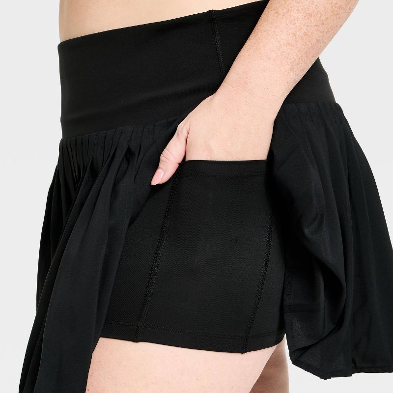 slide 5 of 5, Women's High-Rise Woven Pleated Skort 15.75" - All In Motion™ Black XXL: Moisture Wicking, Quick Dry, UPF 50+, 1 ct