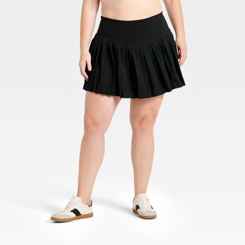 slide 1 of 5, Women's High-Rise Woven Pleated Skort 15.75" - All In Motion™ Black XXL: Moisture Wicking, Quick Dry, UPF 50+, 1 ct
