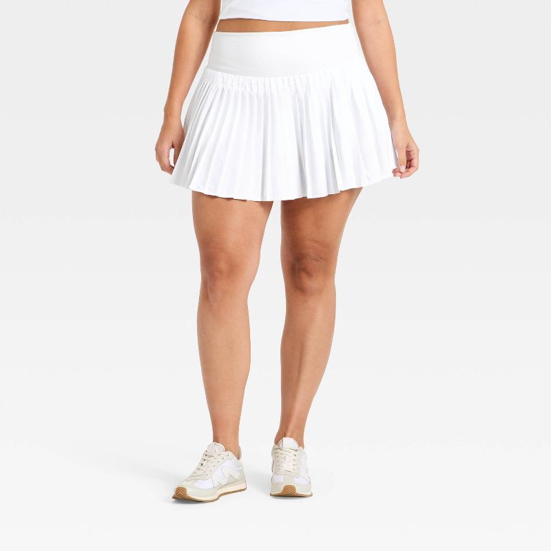 slide 6 of 7, Women's High-Rise Woven Pleated Skort 15.75" - All In Motion™ White S: Moisture Wicking, Quick Dry, Built-in Shorts, UPF 50+, 1 ct