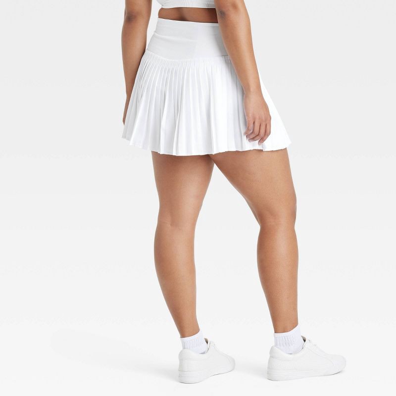 slide 4 of 7, Women's High-Rise Woven Pleated Skort 15.75" - All In Motion™ White L: Moisture Wicking, Quick Dry, UPF 50+, 1 ct