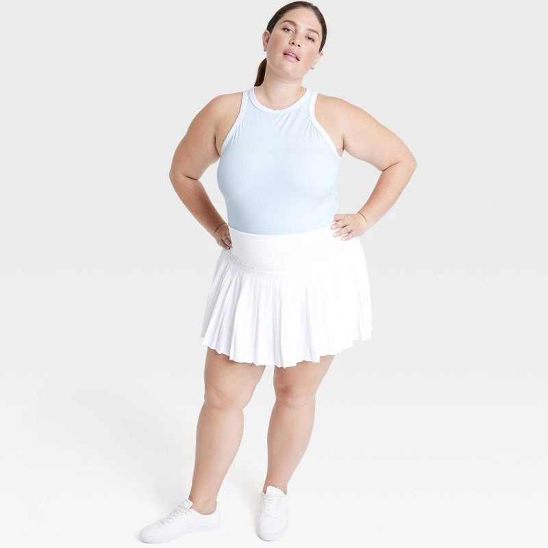 slide 4 of 5, Women's High-Rise Woven Pleated Skort 15.75" - All In Motion™ White XXL: Moisture Wicking, Quick Dry, Built-in Shorts, 1 ct