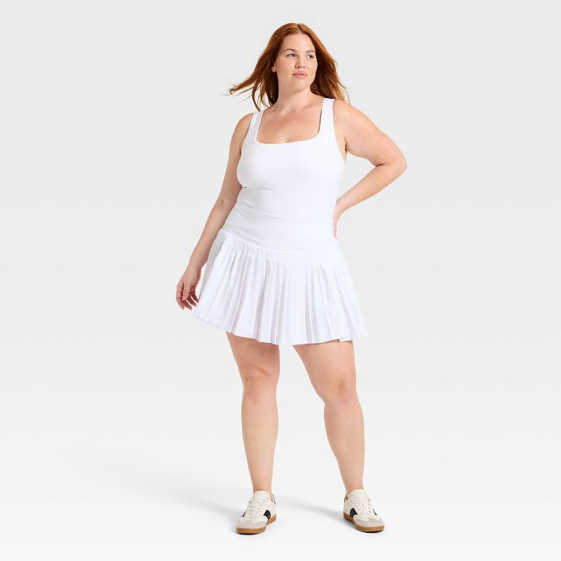 slide 3 of 5, Women's High-Rise Woven Pleated Skort 15.75" - All In Motion™ White XXL: Moisture Wicking, Quick Dry, Built-in Shorts, 1 ct