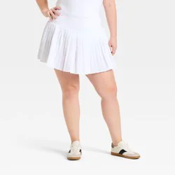 Women's High-Rise Woven Pleated Skort 15.75" - All In Motion™ White XXL: Moisture Wicking, Quick Dry, Built-in Shorts