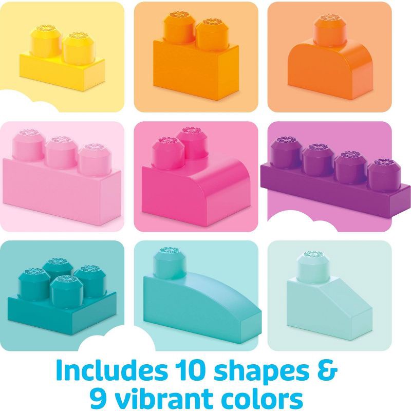 slide 3 of 6, MEGA BLOKS First Builders Big Building Bag Toy Blocks with Pink Storage Bag for Toddler - 80pc, 80 ct