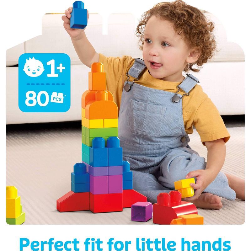 slide 2 of 6, MEGA BLOKS First Builders Big Building Bag Toy Blocks with Blue Storage Bag for Toddler - 80pc, 80 ct