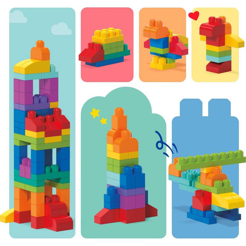 slide 5 of 6, MEGA BLOKS First Builders Big Building Bag Toy Blocks with Blue Storage Bag for Toddler - 80pc, 80 ct