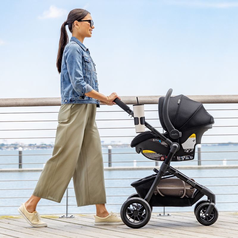 slide 22 of 30, Evenflo Pivot Modular Travel System with LiteMax Infant Car Seat with Anti-Rebound Bar - Oxford Black, 1 ct