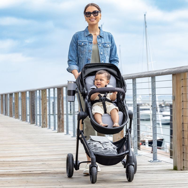 slide 26 of 30, Evenflo Pivot Modular Travel System with LiteMax Infant Car Seat with Anti-Rebound Bar - Oxford Black, 1 ct