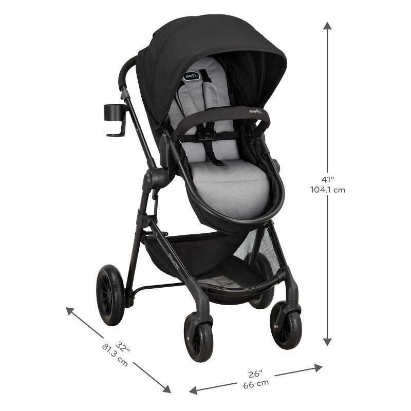 slide 28 of 30, Evenflo Pivot Modular Travel System with LiteMax Infant Car Seat with Anti-Rebound Bar - Oxford Black, 1 ct