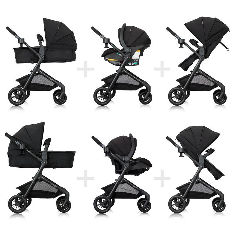 slide 8 of 30, Evenflo Pivot Modular Travel System with LiteMax Infant Car Seat with Anti-Rebound Bar - Oxford Black, 1 ct