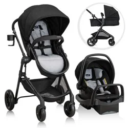 Evenflo Pivot Modular Travel System with LiteMax Infant Car Seat with Anti-Rebound Bar - Oxford Black