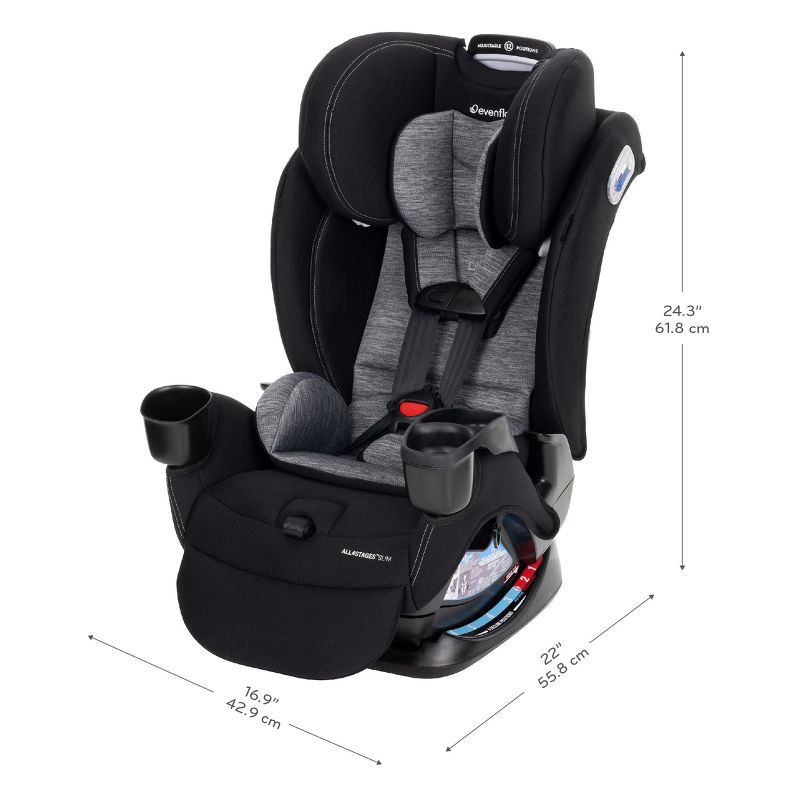 slide 17 of 28, Evenflo All4Stages Slim Plus Canopy 4-in-1 Convertible Car Seat - Howell Black, 1 ct