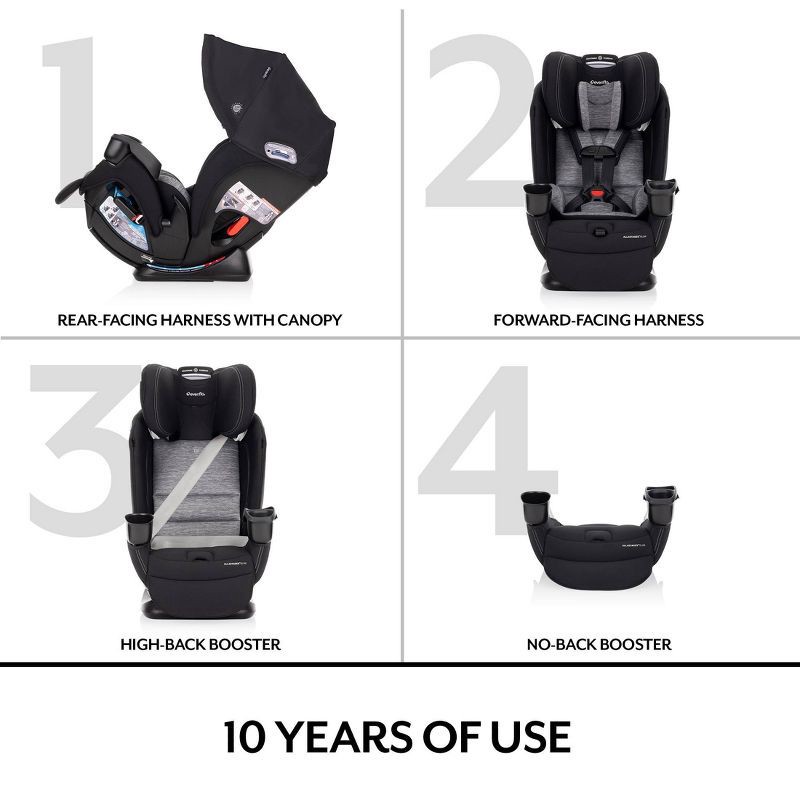 slide 5 of 28, Evenflo All4Stages Slim Plus Canopy 4-in-1 Convertible Car Seat - Howell Black, 1 ct
