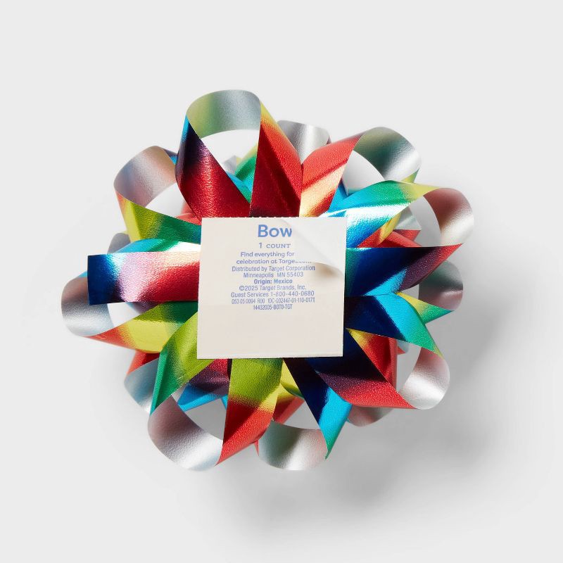 slide 3 of 3, 6" Large Rainbow Ombre Print Gift Bow Multicolor - Spritz™, 1 ct