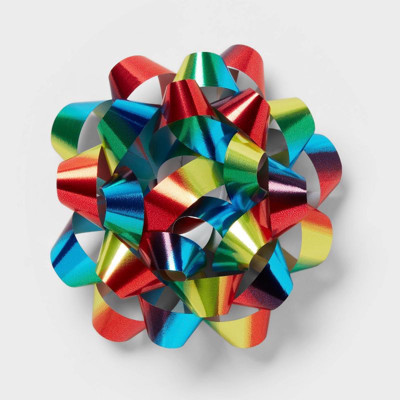slide 1 of 3, 6" Large Rainbow Ombre Print Gift Bow Multicolor - Spritz™, 1 ct