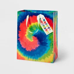 Large Tie Dye Birthday Gift Bag with Tag Colorful - Spritz™