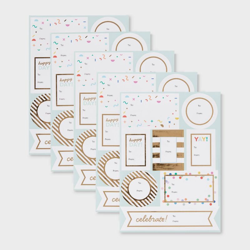 slide 1 of 3, 40ct Gold Goil Print Peel Sticker Birthday Labels - Spritz™, 40 ct