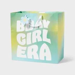 Large Square 'Birthday Girl Era' Tie Dye Birthday Gift Bag with Tag Blue/Yellow/Green - Spritz™