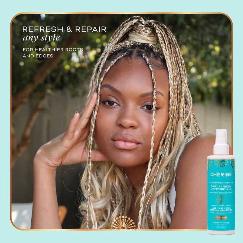 slide 6 of 12, Cheribe Daily Refresh Moisture Milk with Chebe Complex + Green Tea - Anti-Frizz + Detangling Leave-in Spray - 8.5 fl oz, 8.5 fl oz