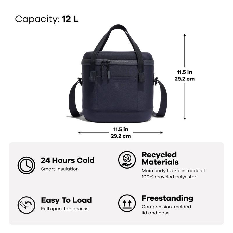 slide 4 of 4, Hydro Flask 12.7qt Carry Out Soft Cooler - Black: Water-Resistant, Zip Closure, Adjustable Straps, 12 liter
