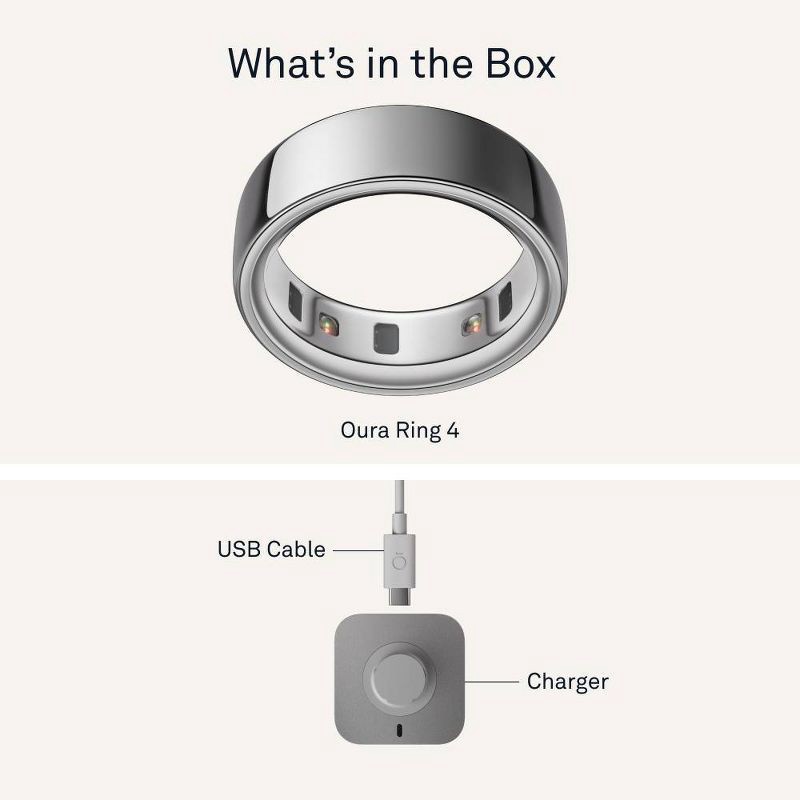 slide 9 of 12, Oura Ring 4 Silver - Size 7, 1 ct