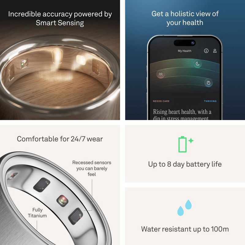 slide 5 of 13, Oura Ring 4 Brushed Silver - Size 9, 1 ct