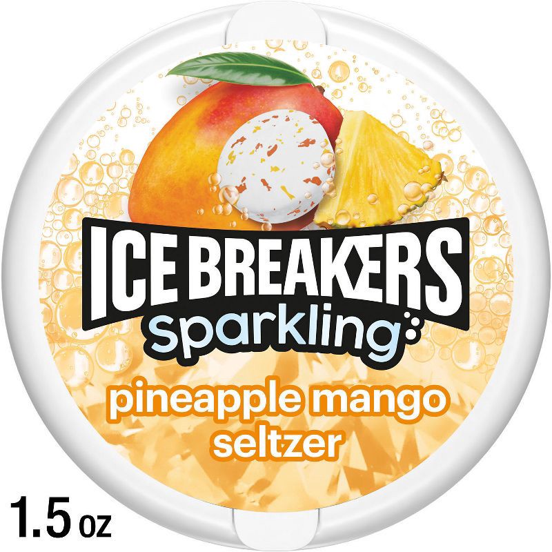 slide 1 of 7, Ice Breakers Sparkling Pineapple Mango Seltzer Sugar Free Mint Tin - 1.5oz, 1.5 oz