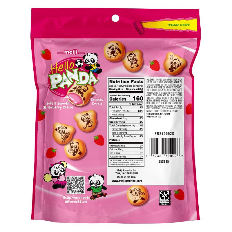 slide 2 of 6, Meiji Hello Panda Bars Strawberry Stand Up Bag - 7oz, 7 oz