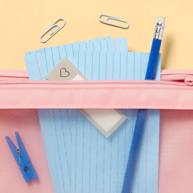 slide 2 of 4, Mesh Binder Pencil Pouch Pink - up&up™, 1 ct