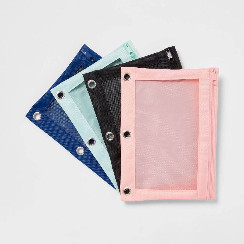 slide 3 of 4, Mesh Binder Pencil Pouch Pink - up&up™, 1 ct