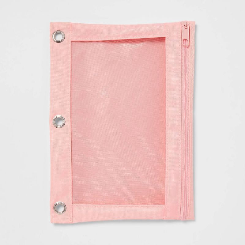 slide 1 of 4, Mesh Binder Pencil Pouch Pink - up&up™, 1 ct
