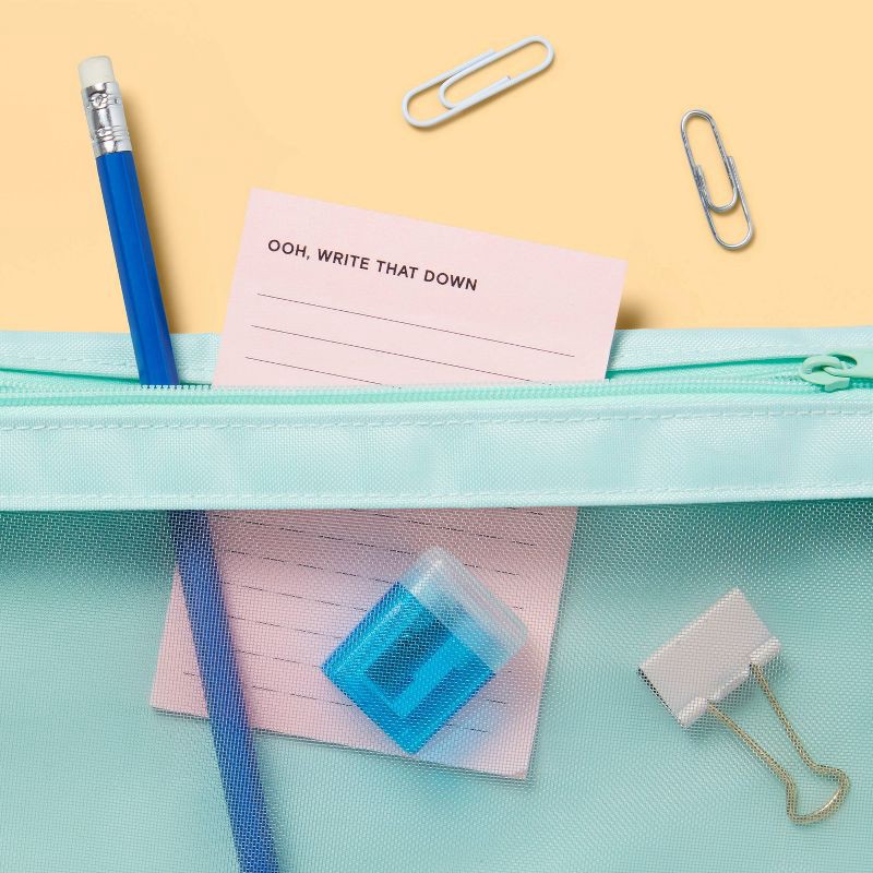 slide 2 of 4, Mesh Binder Pencil Pouch Teal - up&up™, 1 ct