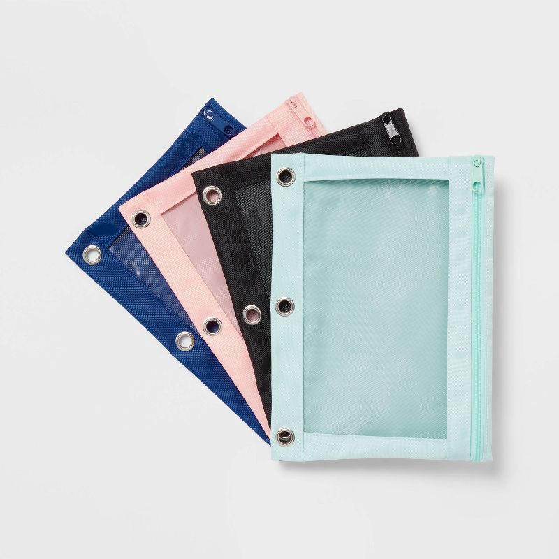 slide 3 of 4, Mesh Binder Pencil Pouch Teal - up&up™, 1 ct