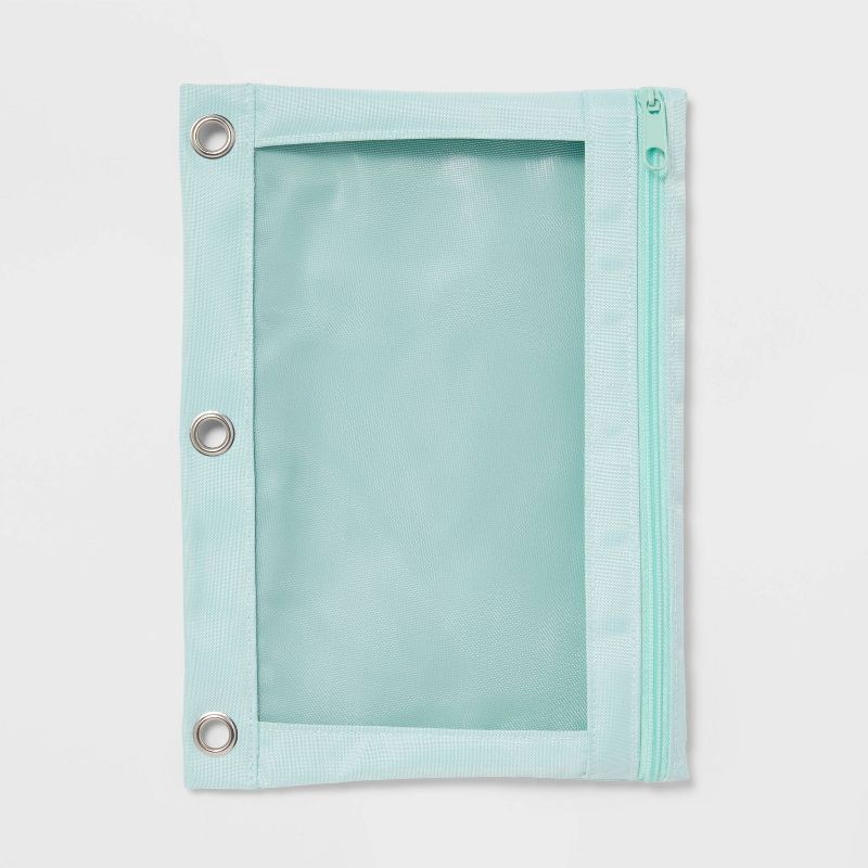 slide 1 of 4, Mesh Binder Pencil Pouch Teal - up&up™, 1 ct