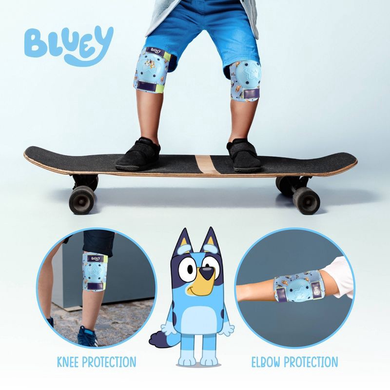 slide 2 of 6, Bluey Protective Gear Set Knee Pad 4pc - Blue: Youth Cycling & Skateboarding Pads, 4 ct