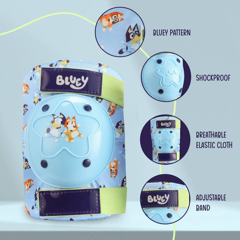 slide 4 of 6, Bluey Protective Gear Set Knee Pad 4pc - Blue: Youth Cycling & Skateboarding Pads, 4 ct