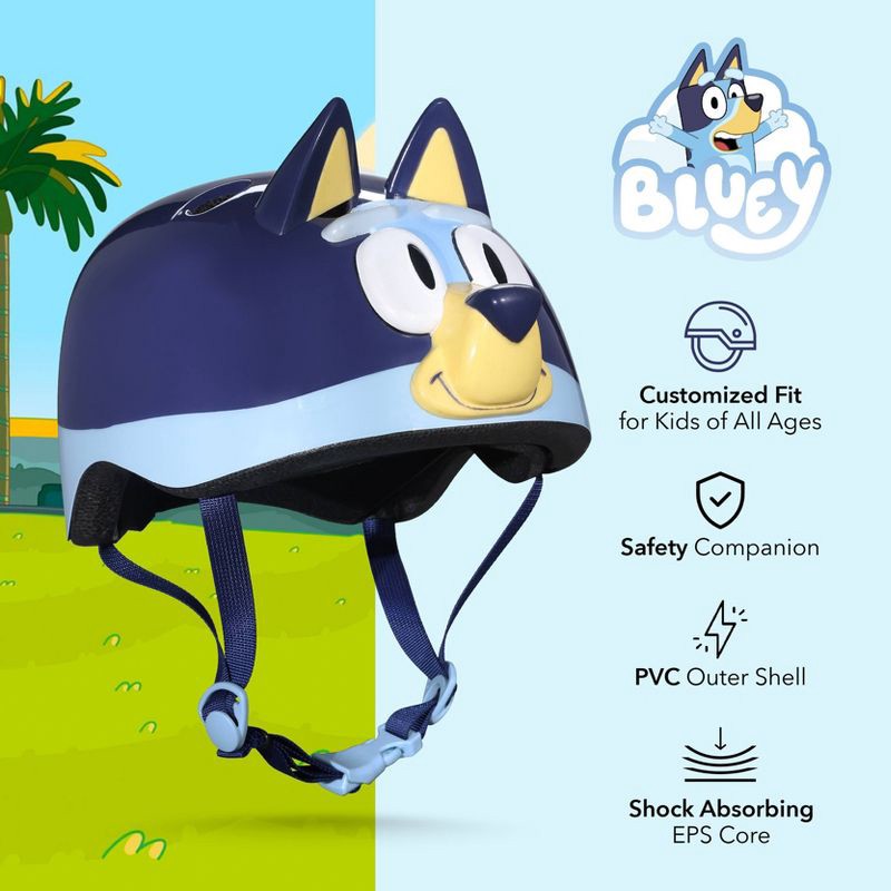 slide 2 of 8, Bluey Microshell Cycling Youth Bike Helmet - Blue S: Vented, Adjustable Strap, 1 ct
