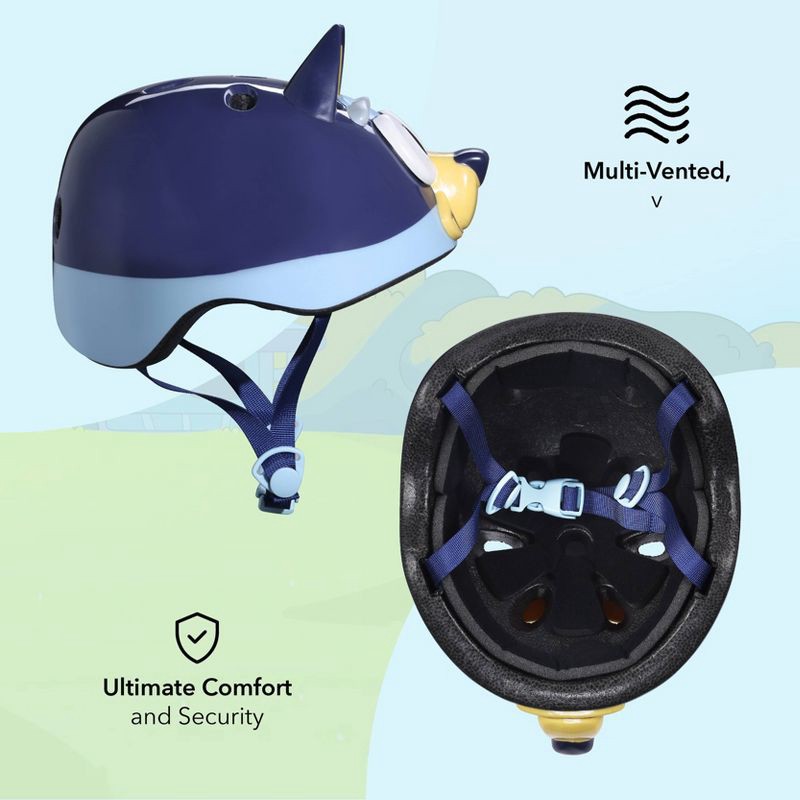 slide 4 of 8, Bluey Microshell Cycling Youth Bike Helmet - Blue S: Vented, Adjustable Strap, 1 ct