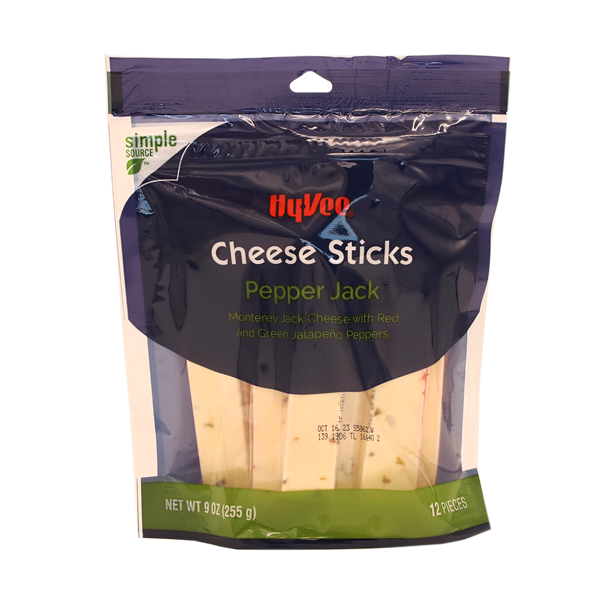 slide 1 of 1, Hy-Vee Pepper Jack Cheese Sticks, 9 oz